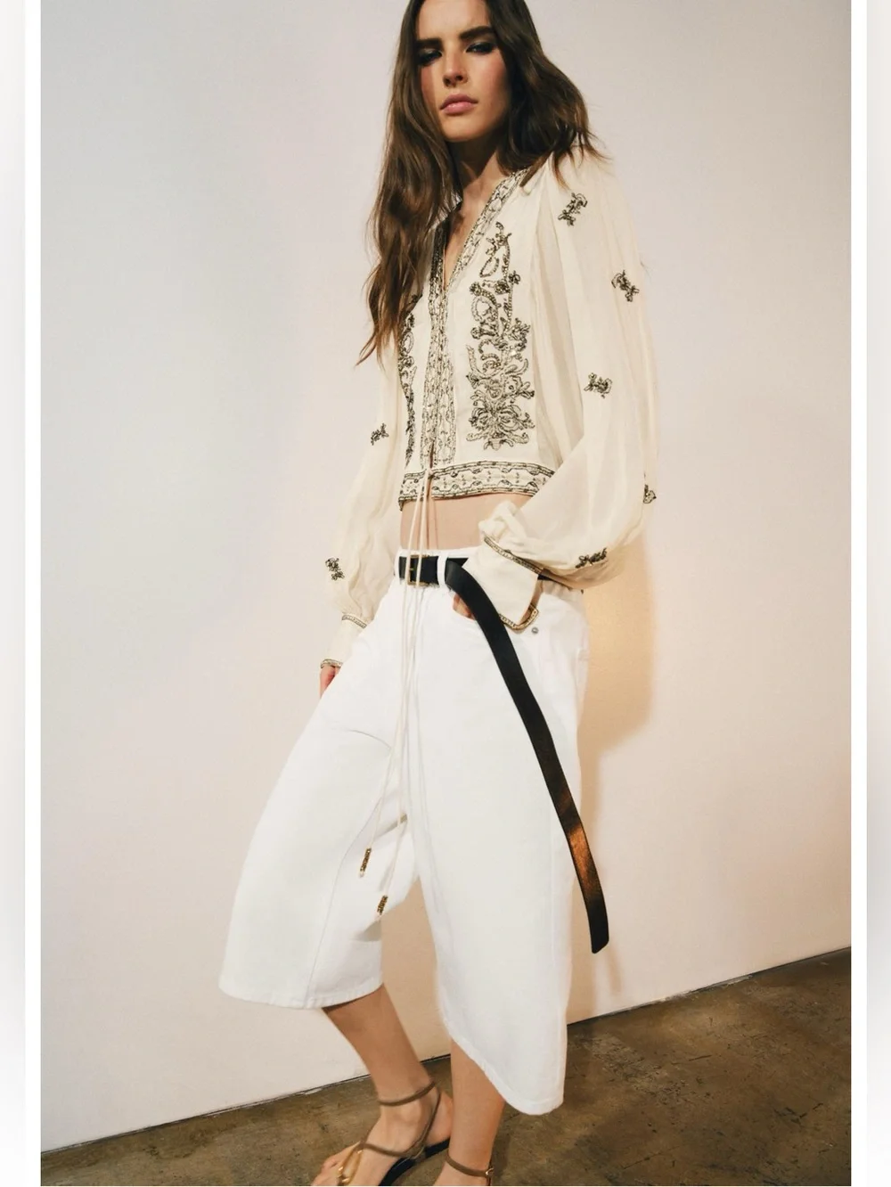 Zara BEAD EMBROIDERED BLOUSE ZW COLLECTION